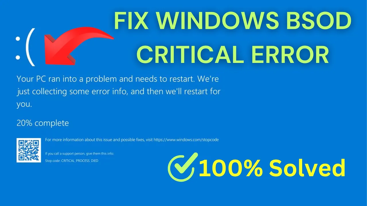 Fix Critical Process Died Blue Screen Error on Windows 10 &amp;11 - Easy Solution