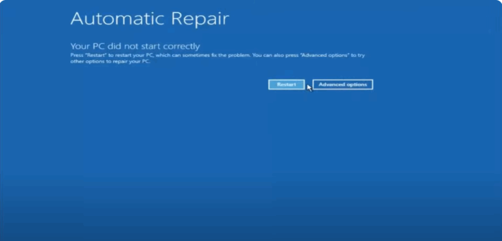 Accessing Automatic Repair