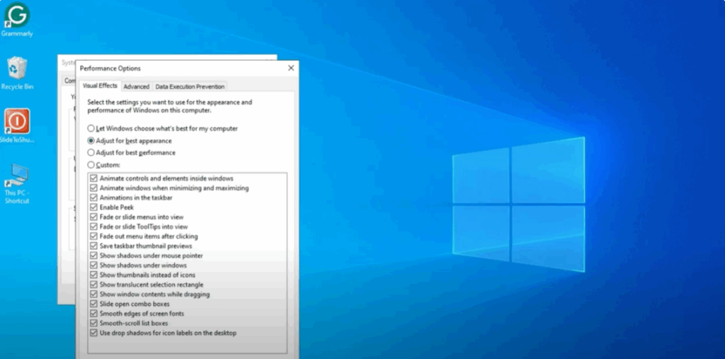 Adjust Visual Effects for Performance