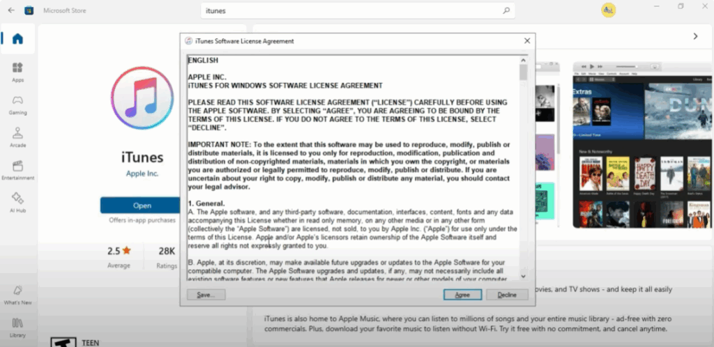 Agree to itune Terms