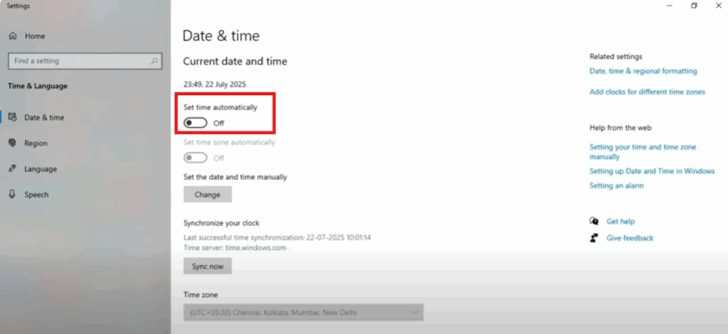 Automatic Time Option