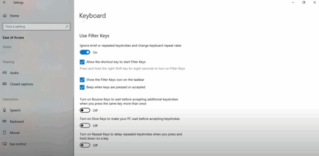 Change Keyboard Settings