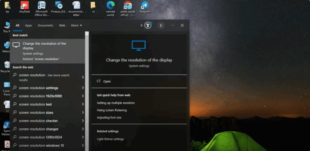 Change Screen Resolution via Search