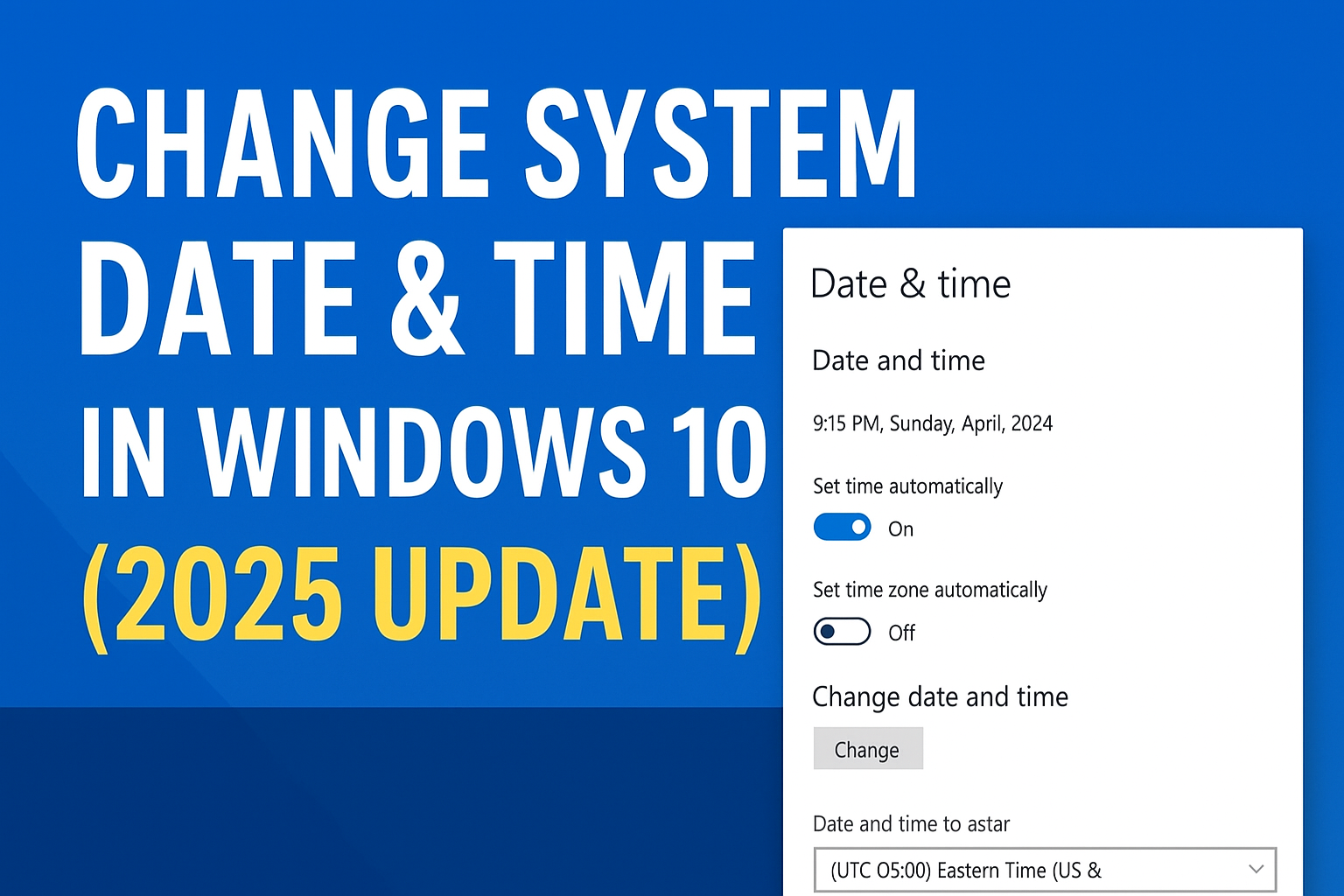 Change System Date & Time in Windows 10