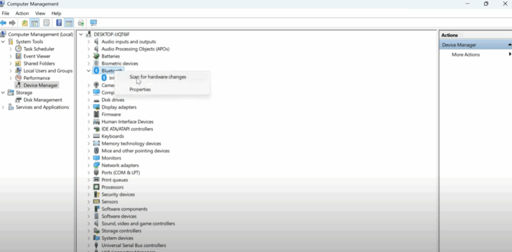 Check Bluetooth in Device Manager
