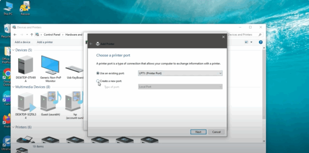 Choose the Printer Port