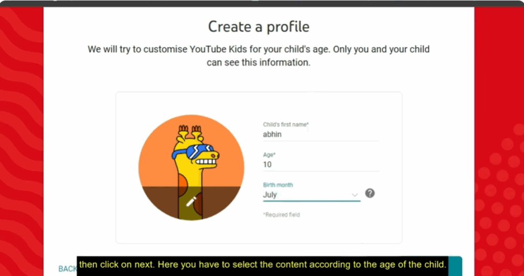 Create YouTube Kids Profile