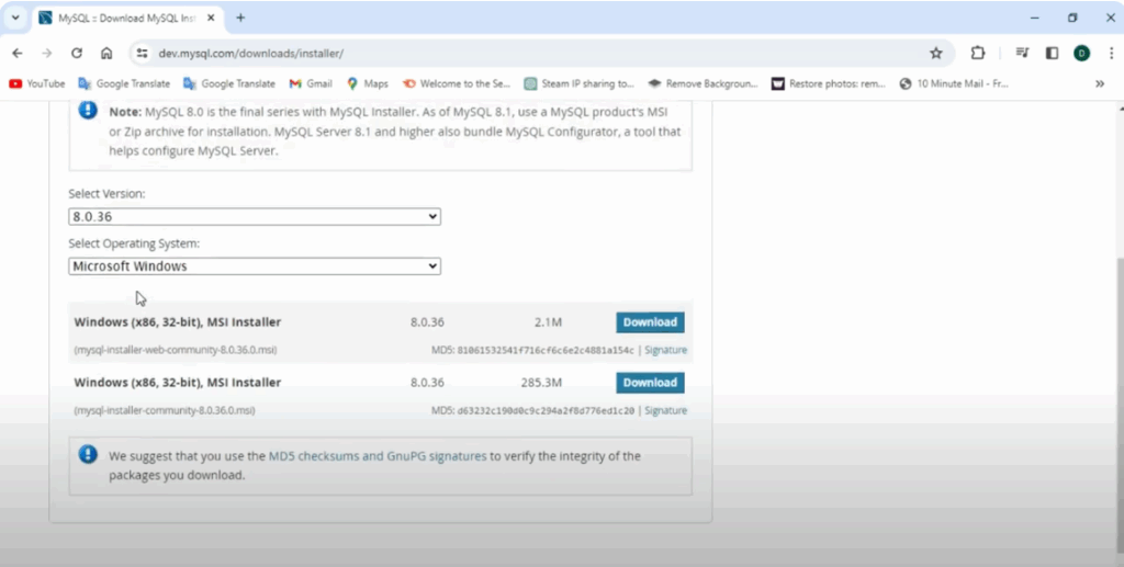 Download MySQL Installer