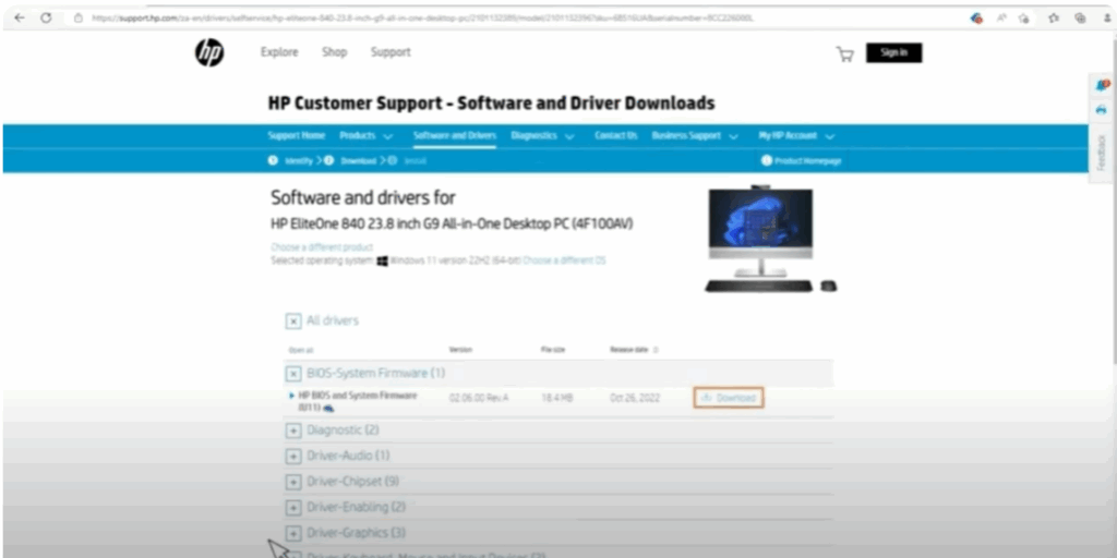 Download the BIOS Update