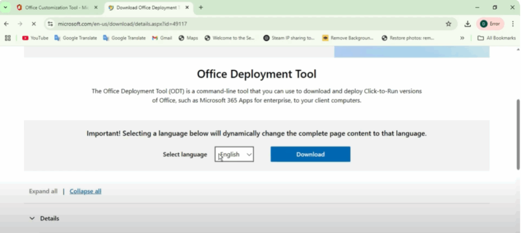 Download the Office Deployment Tool