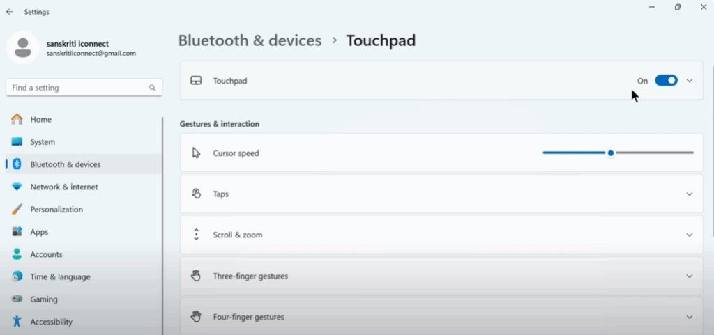 Enable the Touchpad
