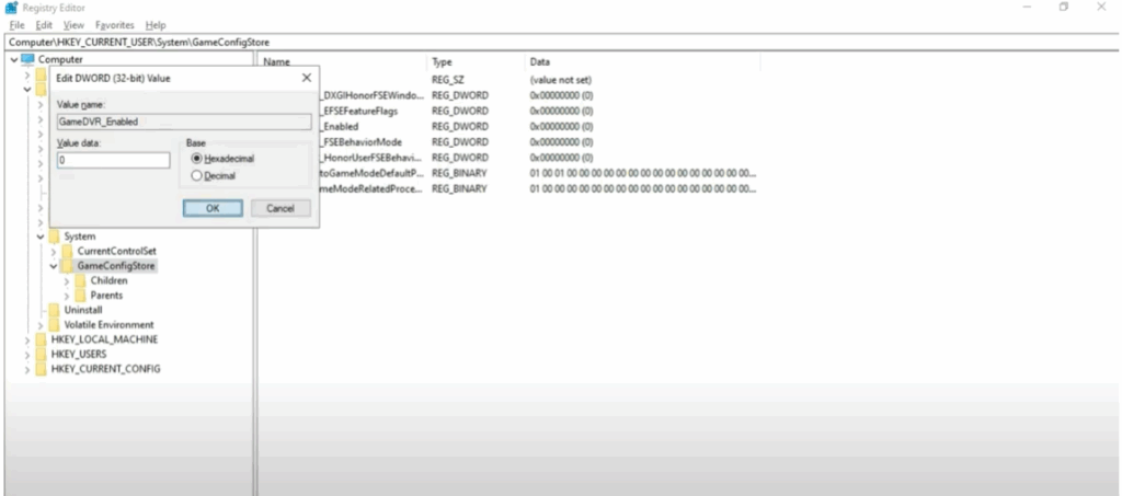 In the value data box, type 0 and click OK.