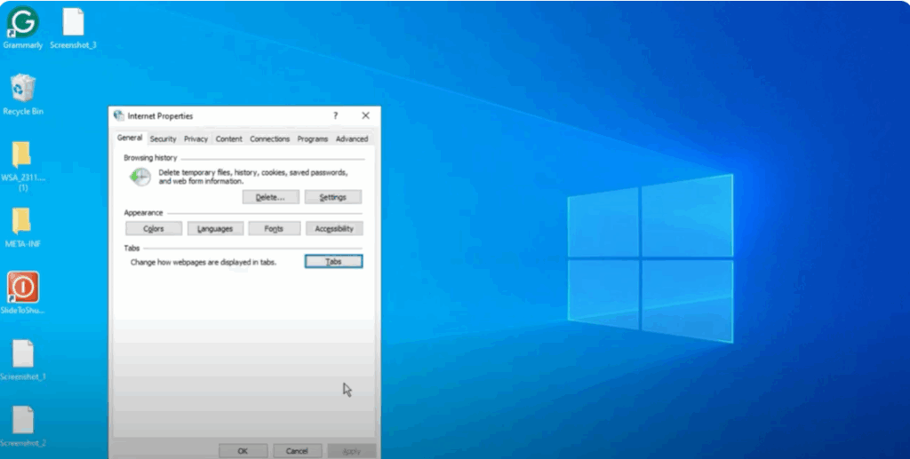 Internet Properties Settings