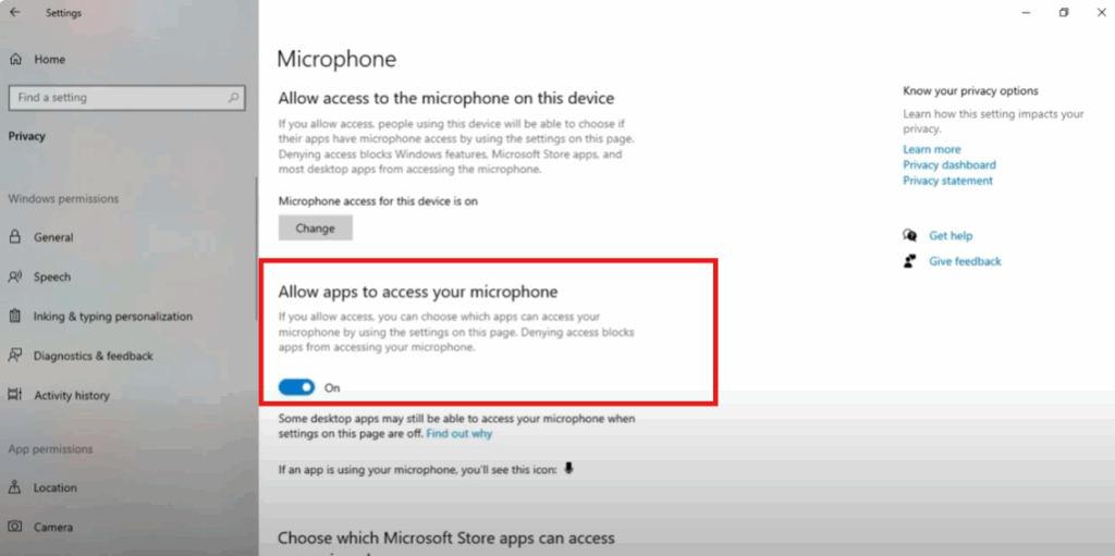 Microphone access for this device