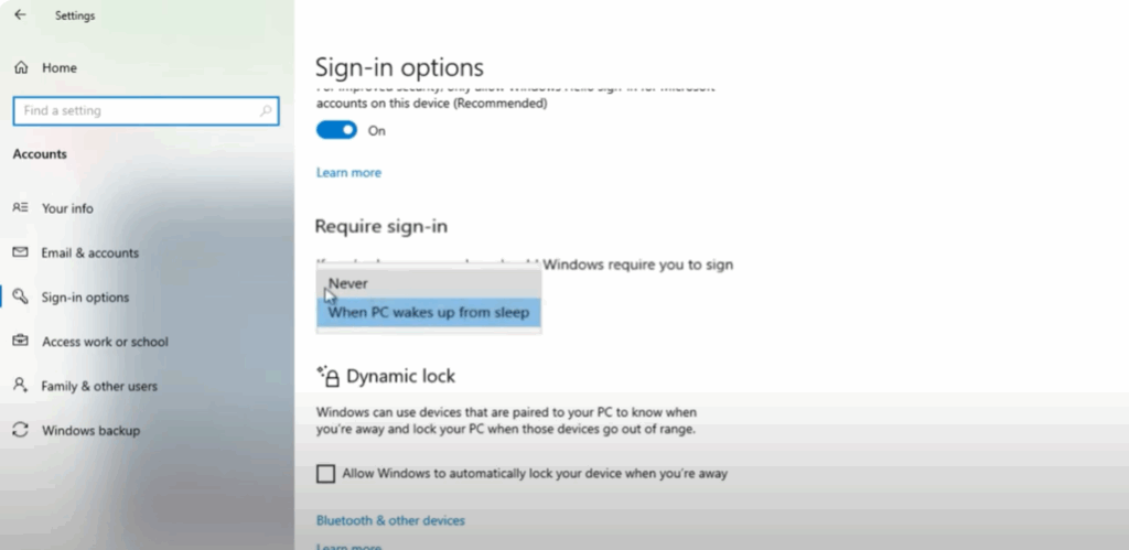 Modify Sign-In Options