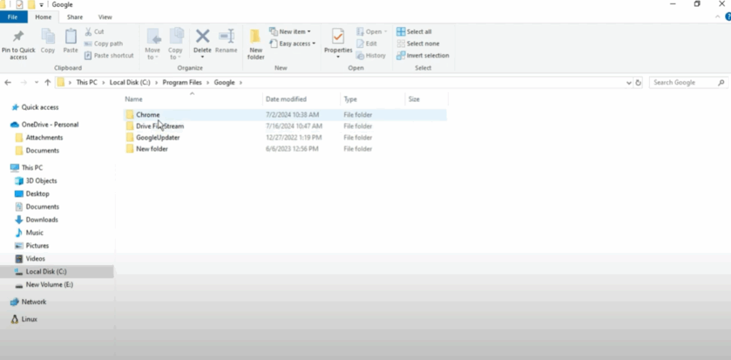 Navigate to Chrome’s Installation Folder
