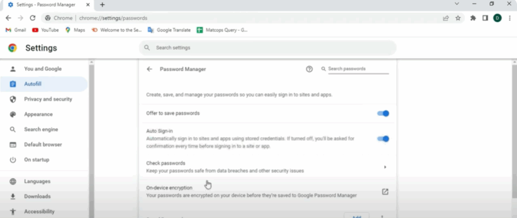 Offer to save passwords