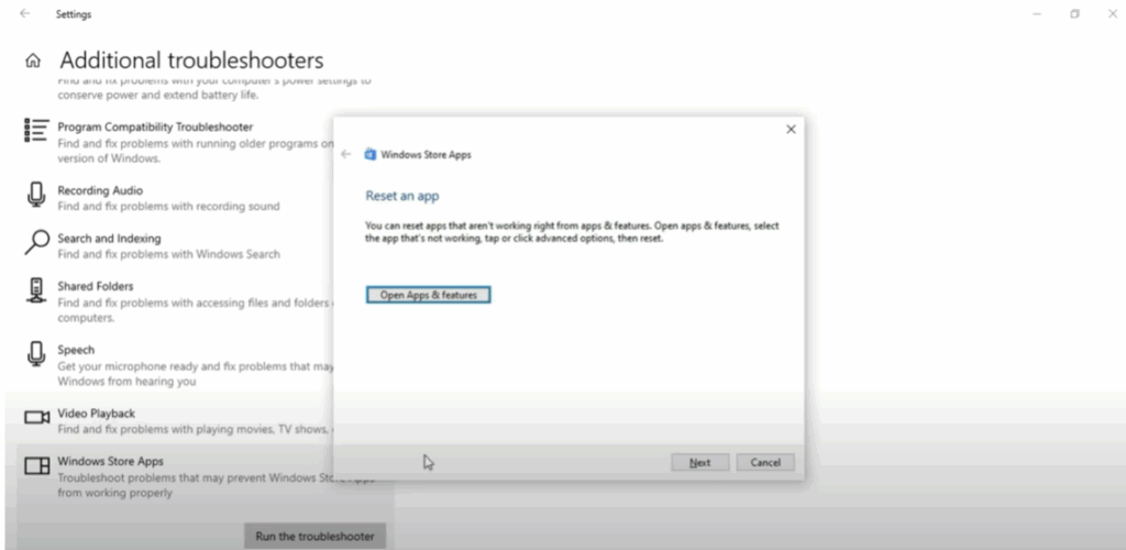 Open Apps and Features