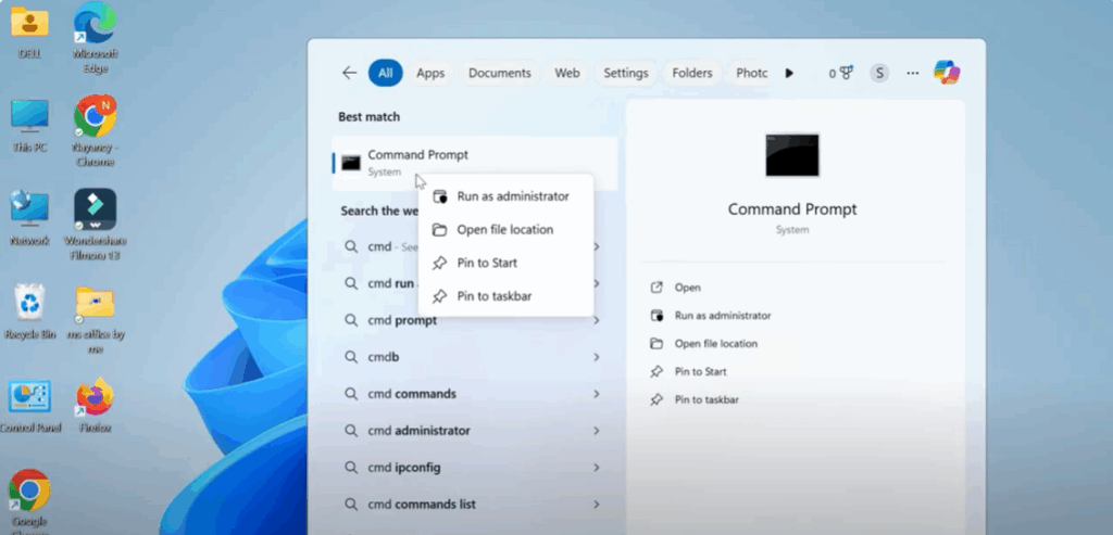 Open Command Prompt as Administrator