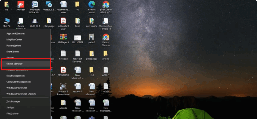 Open Device Manager Using Keyboard