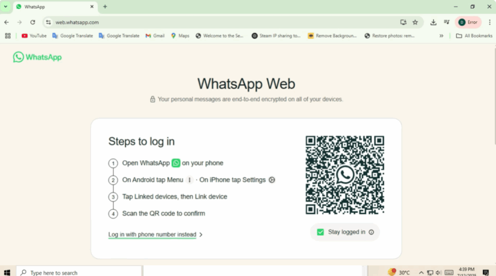 Open WhatsApp Web on Your Computer