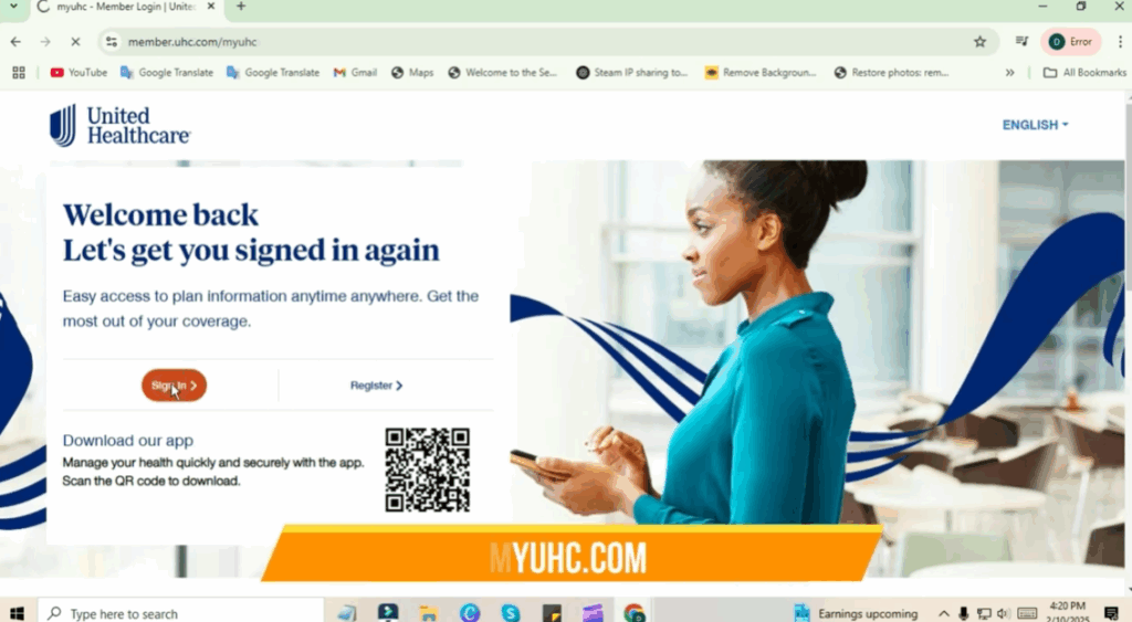 Open the Official MYUHC Website