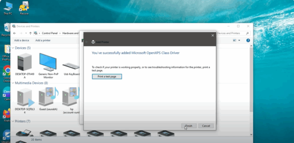 Print a Test Page and Finish