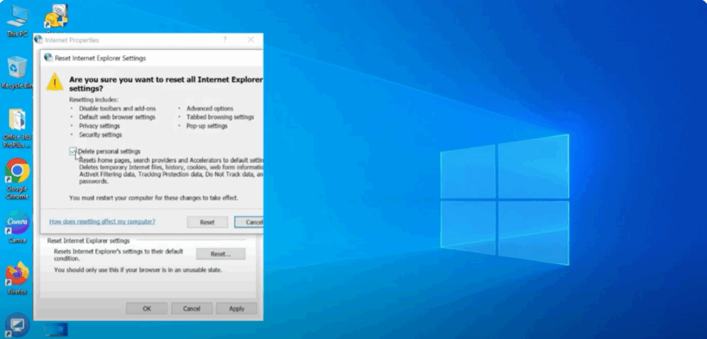 Reset Internet Settings