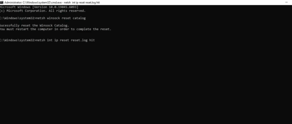 Reset Network Using Command Prompt