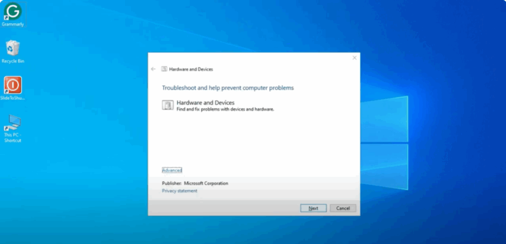 Run Hardware Troubleshooter