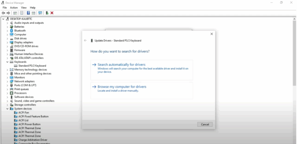 Search automatically for drivers