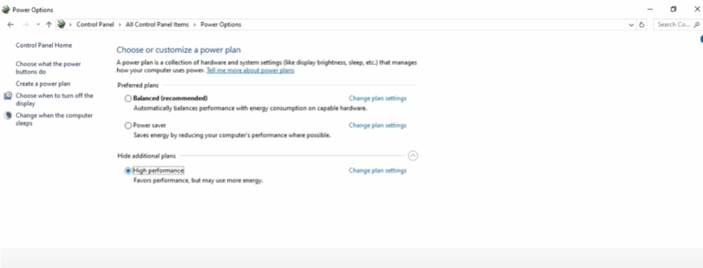 Set Up a High-Performance Power Plan