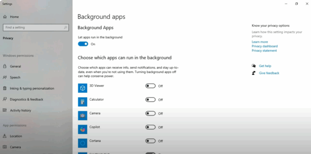 Turn Off Background Apps