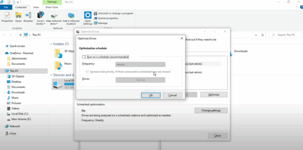Turn Off Scheduled Disk Optimization