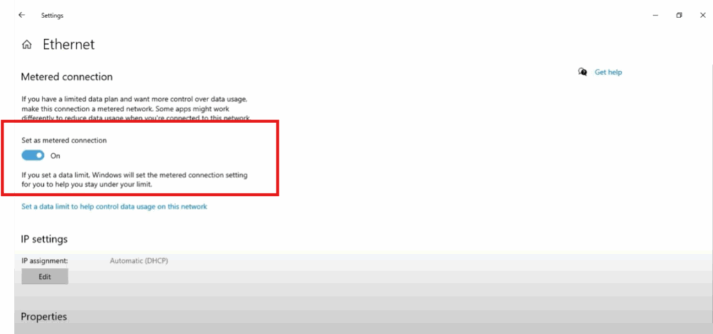 Turn On Metered Connection