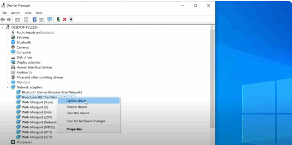 Update or Reinstall Network Driver