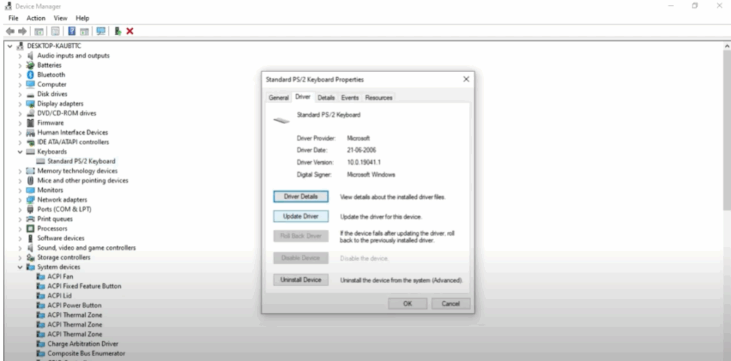 Update or Reinstall the Keyboard Driver