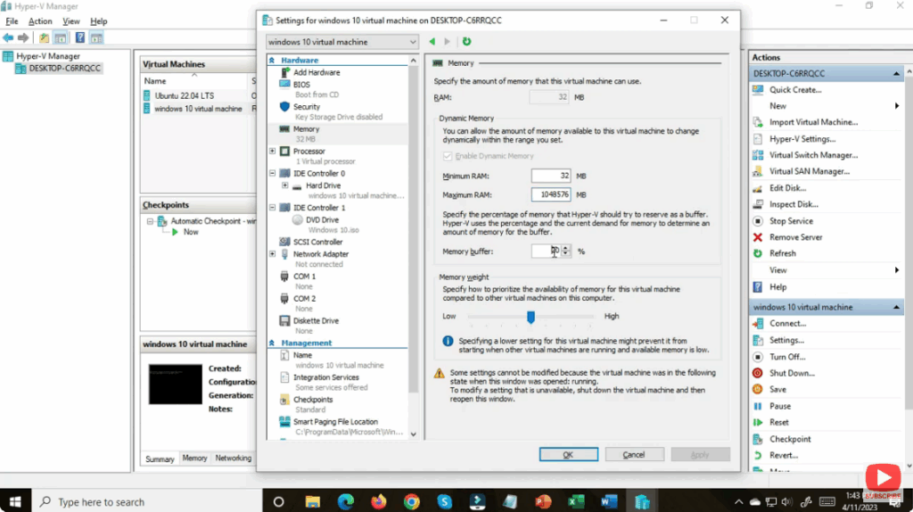 VM’s Assigned Memory
