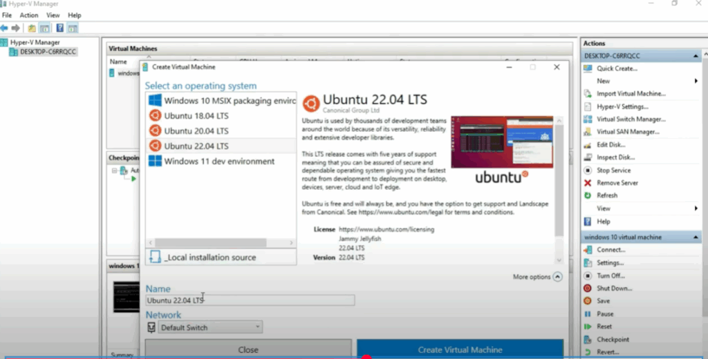 create virtual machine