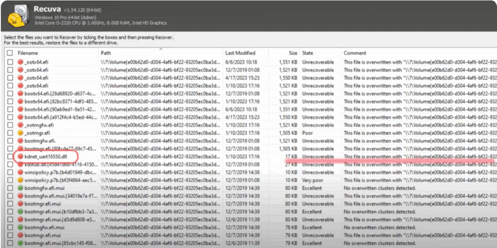 file recovery status