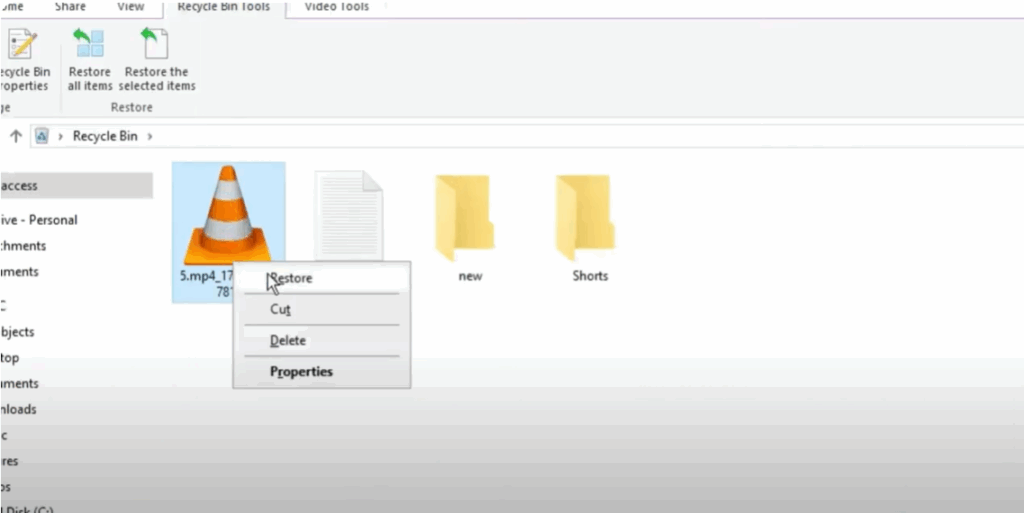 restore from recyclebin