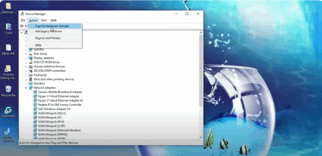 scan for hardware changes