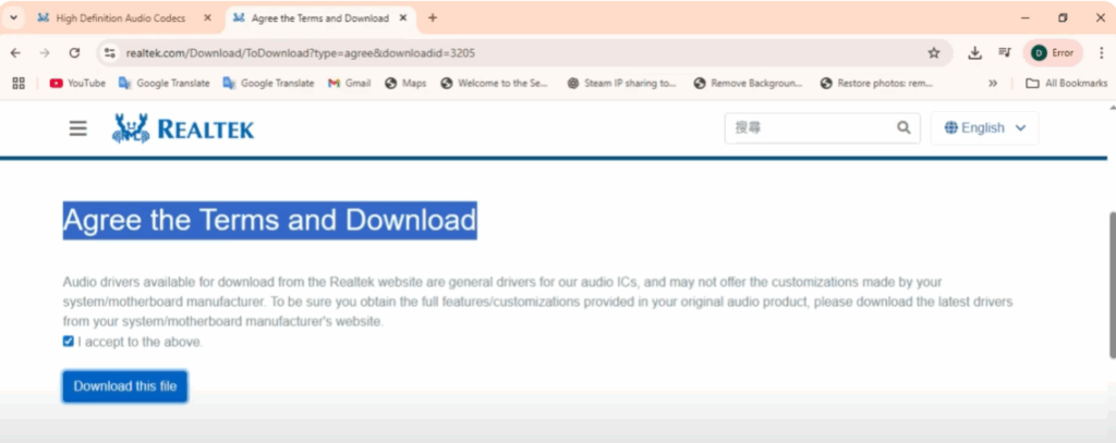 Accept the agreement and click on Download this file