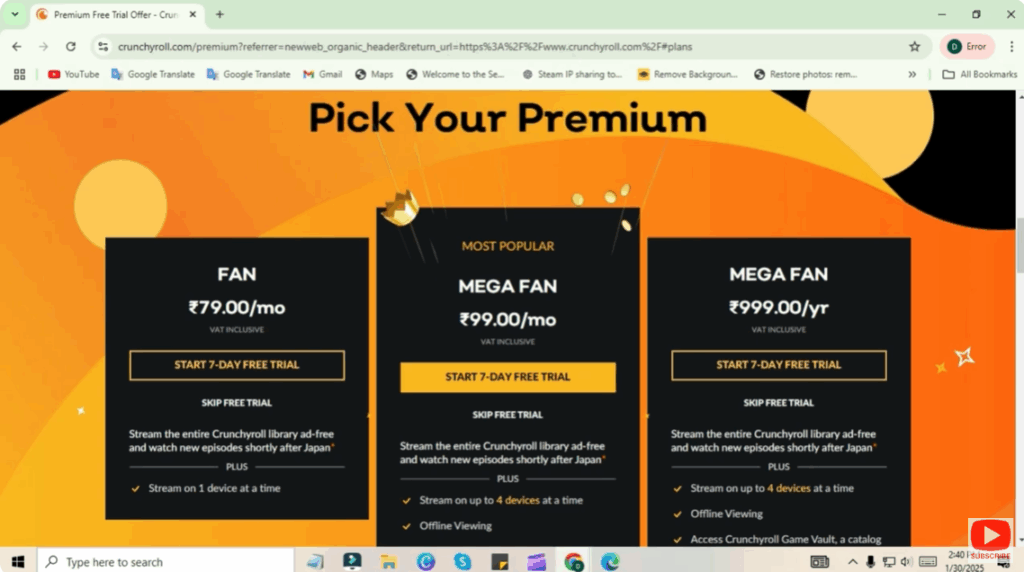 Activate Crunchyroll Premium