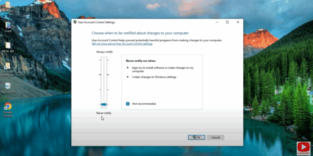 Adjust UAC Settings via Control Panel