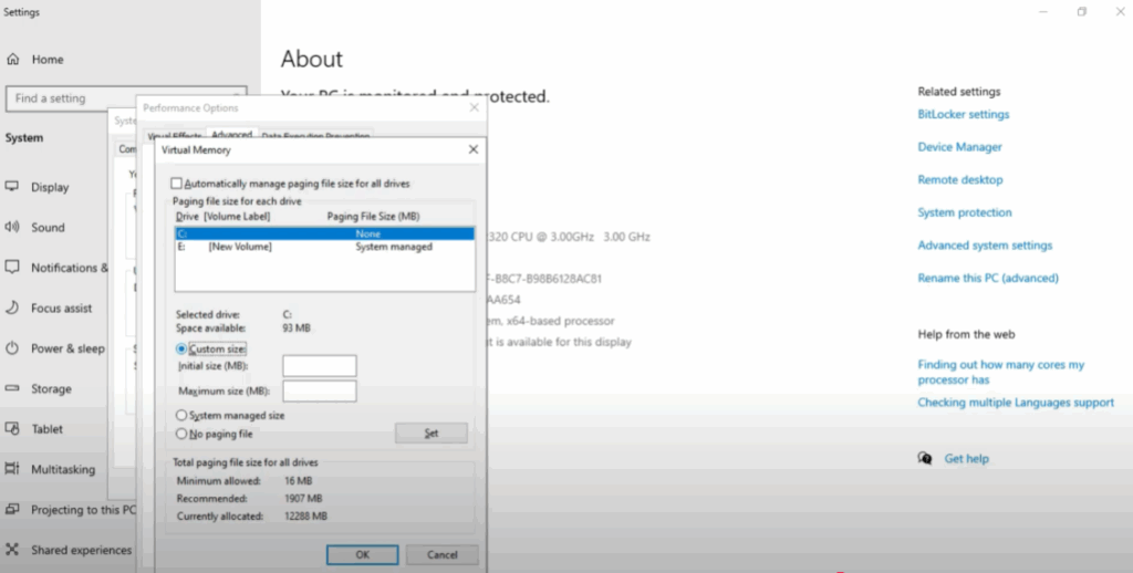 Adjust Virtual Memory