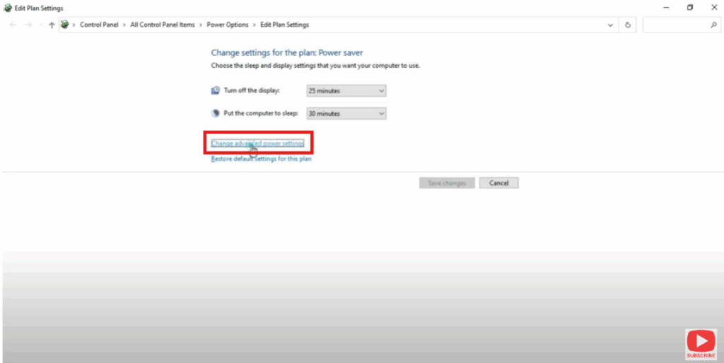 Change Advanced Power Settings