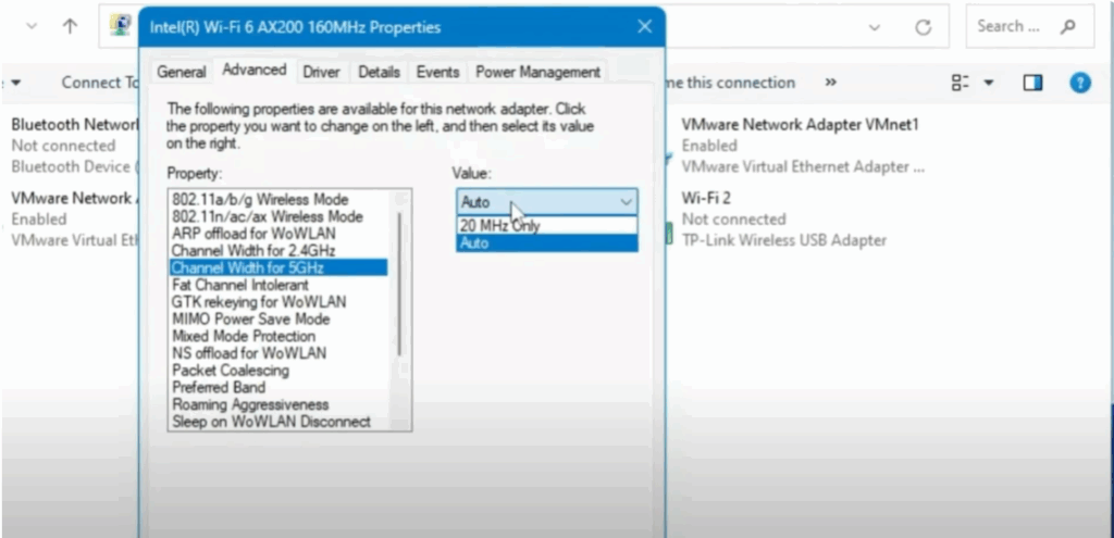 Channel Width for 5 GHz