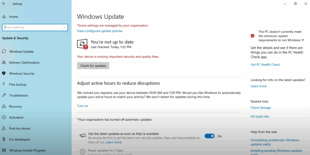 Check for Windows Updates