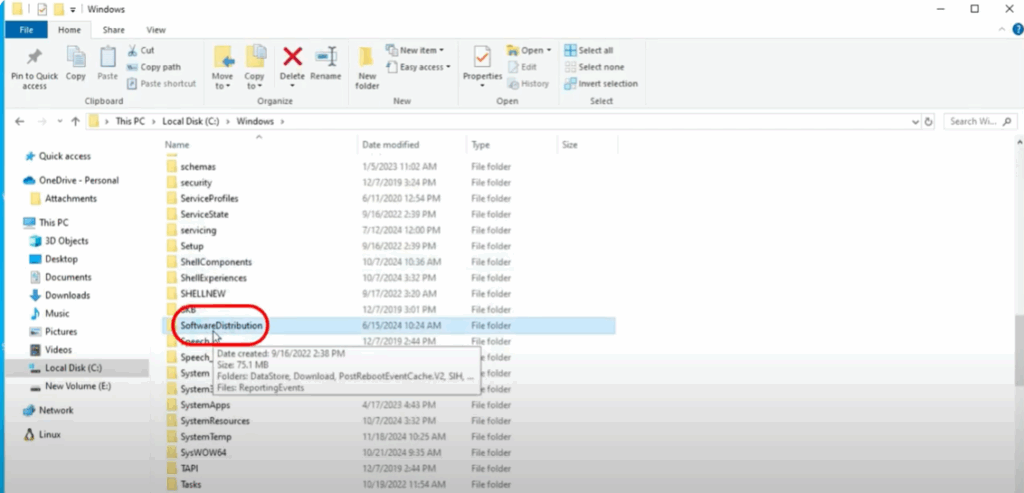 Clear the Software Distribution Folder